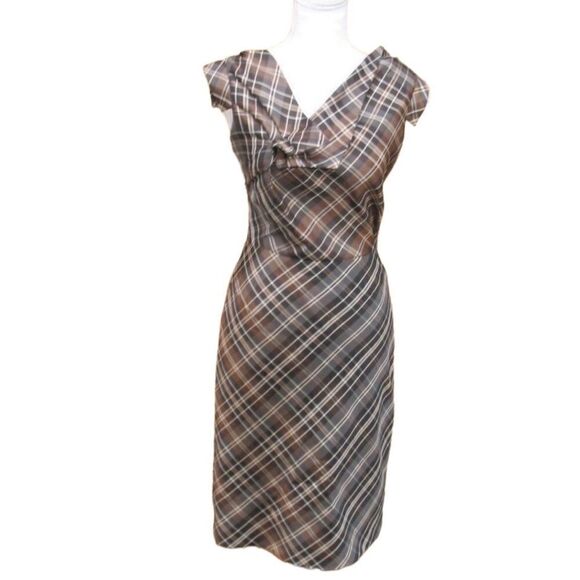 Brown Silk Blend Midi Dress - Picture 1 of 10